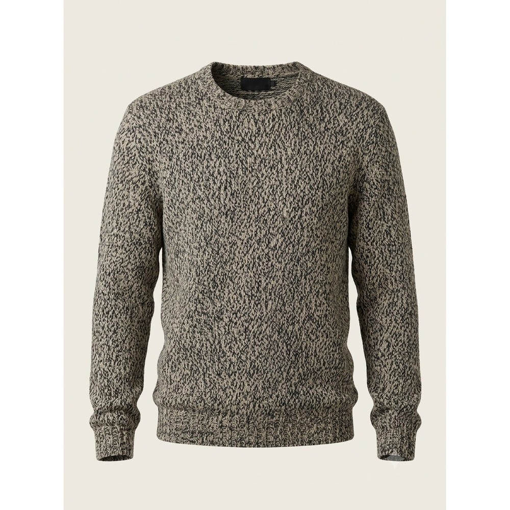 Magaschoni Man 100% Wool Marled Crewneck Grandpacore Sweater Black Cream Mens M